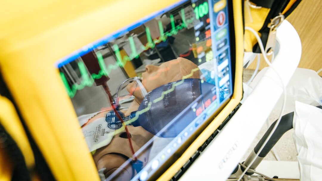 News editor monitoring multiple live broadcast screens